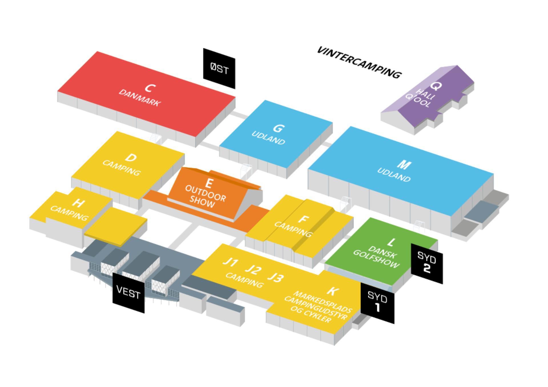 Overview sitemap over the halls